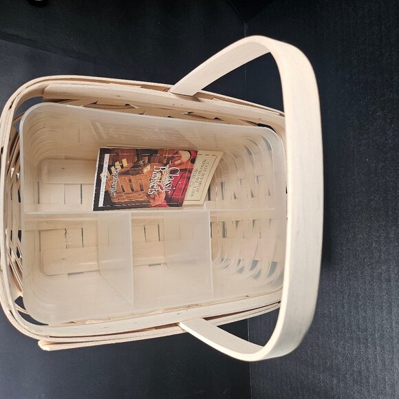 Longaberger, 2001 Spring Basket White Wash Protector and Divided Utensil Caddy - Picture 2 of 10